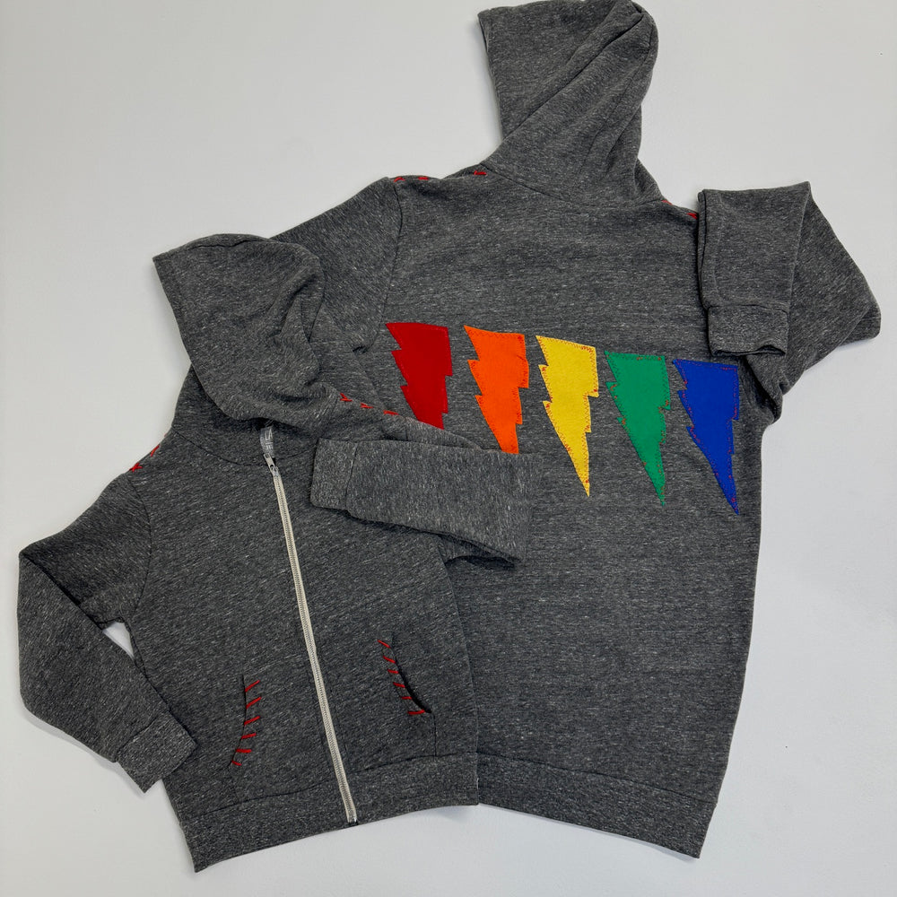 
                      
                        Kid's RAINBOW LIGHTNING Vintage Grey Zip-Up Hooded Sweatshirt
                      
                    