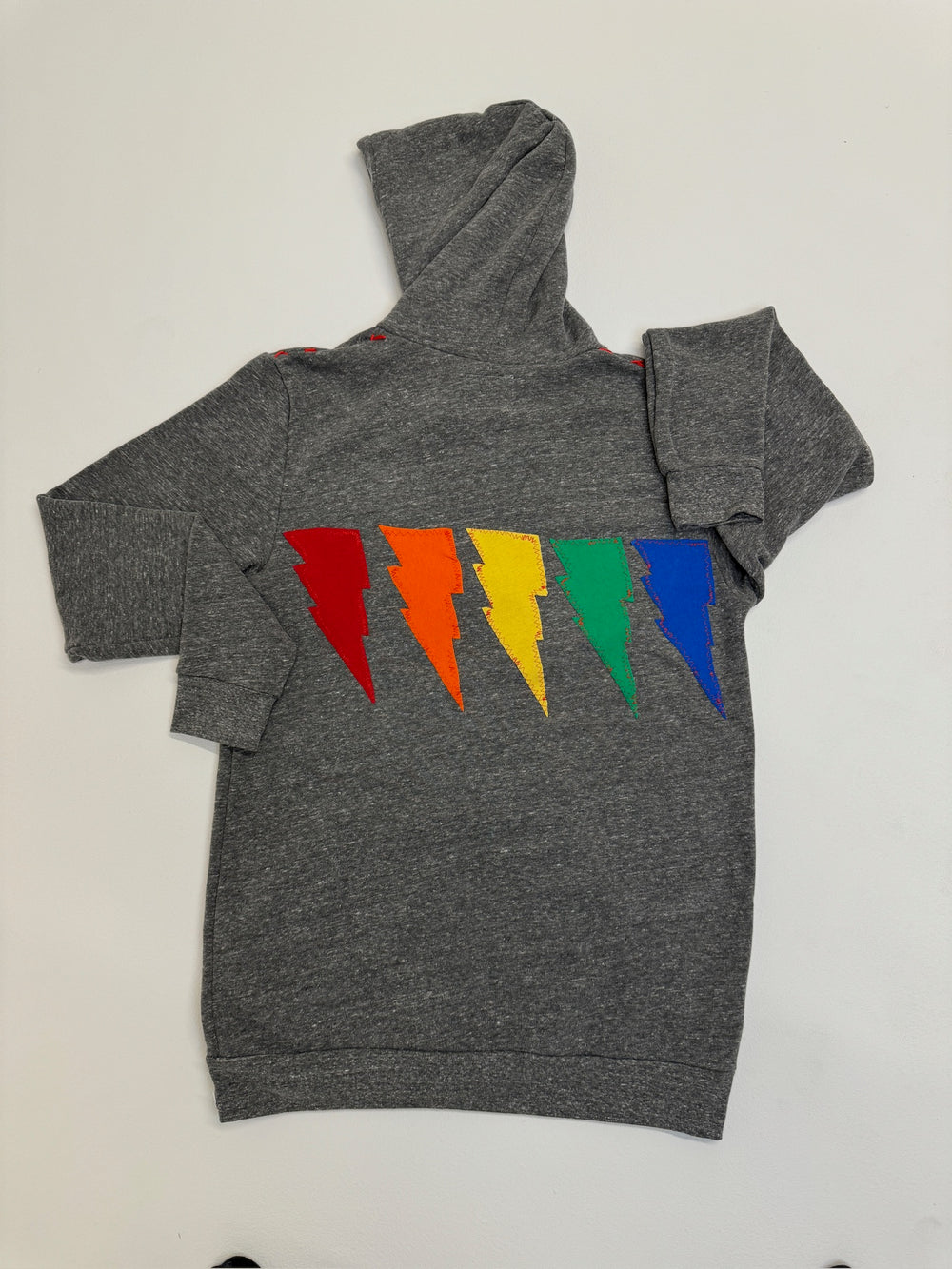 Adult RAINBOW LIGHTNING Vintage Grey Zip-Up Hooded Sweatshirt